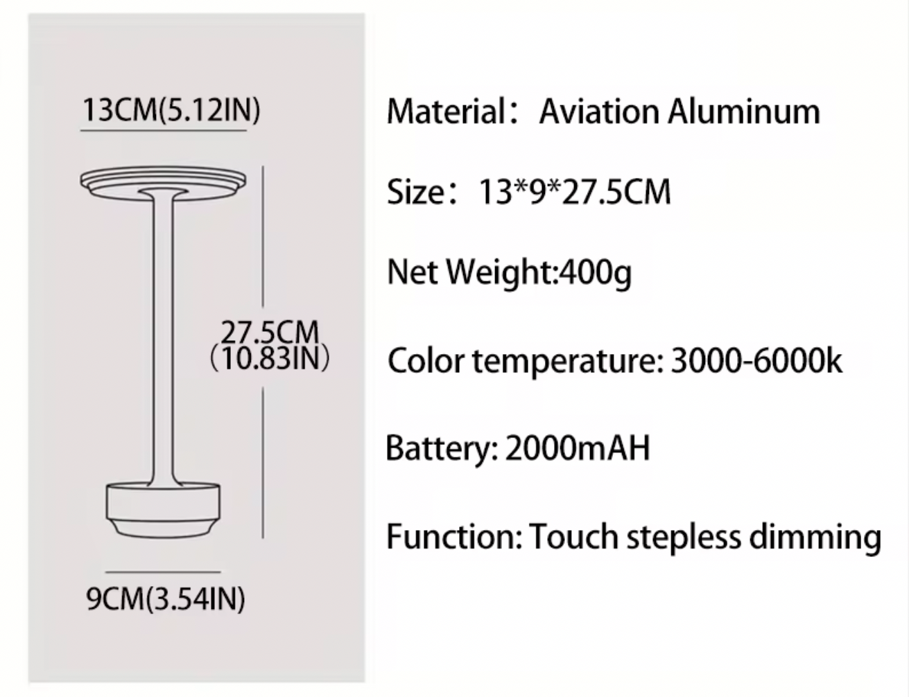 Gold Metal Touch Control LED Lamp