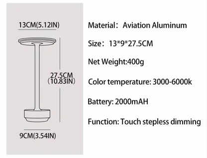 Gold Metal Touch Control LED Lamp