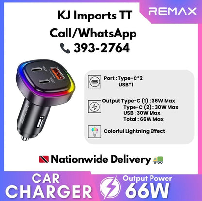 Car Charger 66W 3-Port (Dual USB-C + USB-A) RCC330