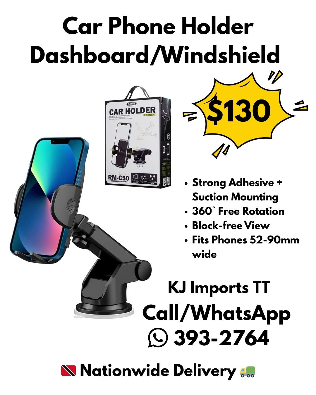 Phone Holder for Car Dashboard or Windshield (RM-C50)